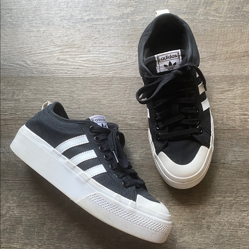 Adidas Nizza Platform Black and White Sneakers